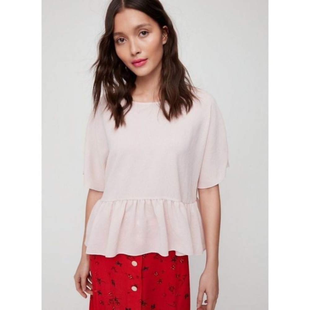 Wilfred macee pink peplum short sleeve shirt blouse size small